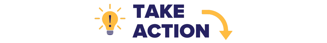 lightbulb and the words take action